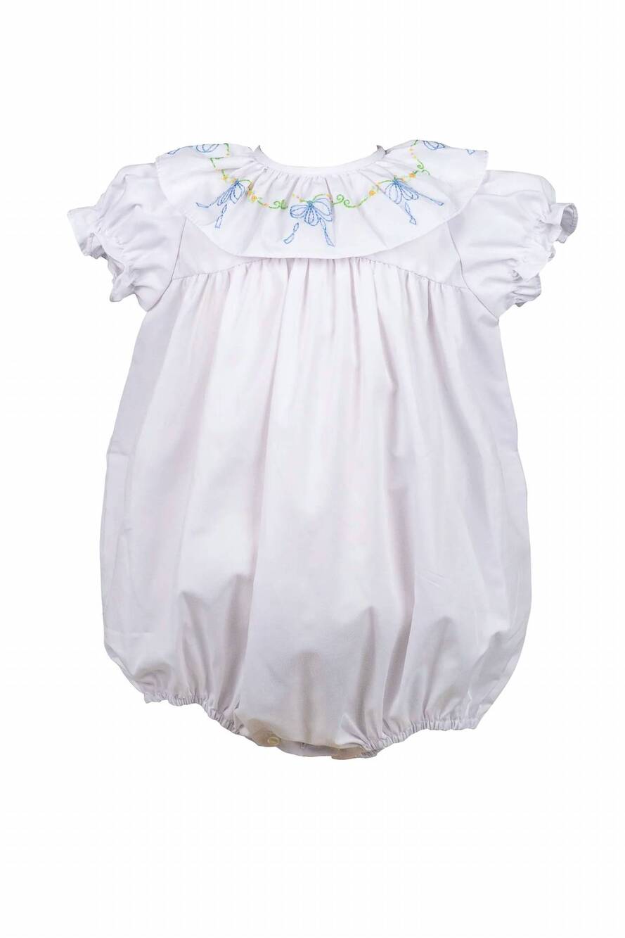 NEW THE PROPER PEONY baby's beatrice bow bubble romper in white